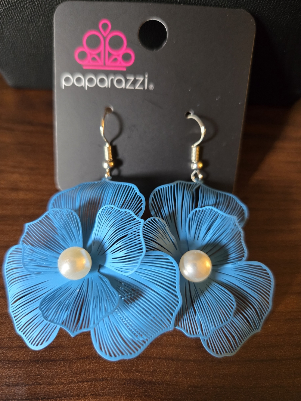paparazzi Turquoise Blue Floral Pearl Drop Earrings